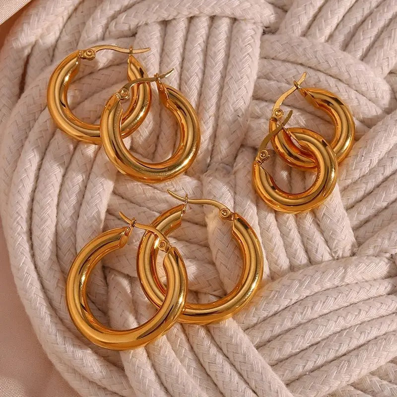 Round Gold Hoop Earrings