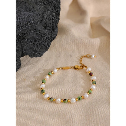 Extra Abundance - Green Jasper and Pearls Bracelet