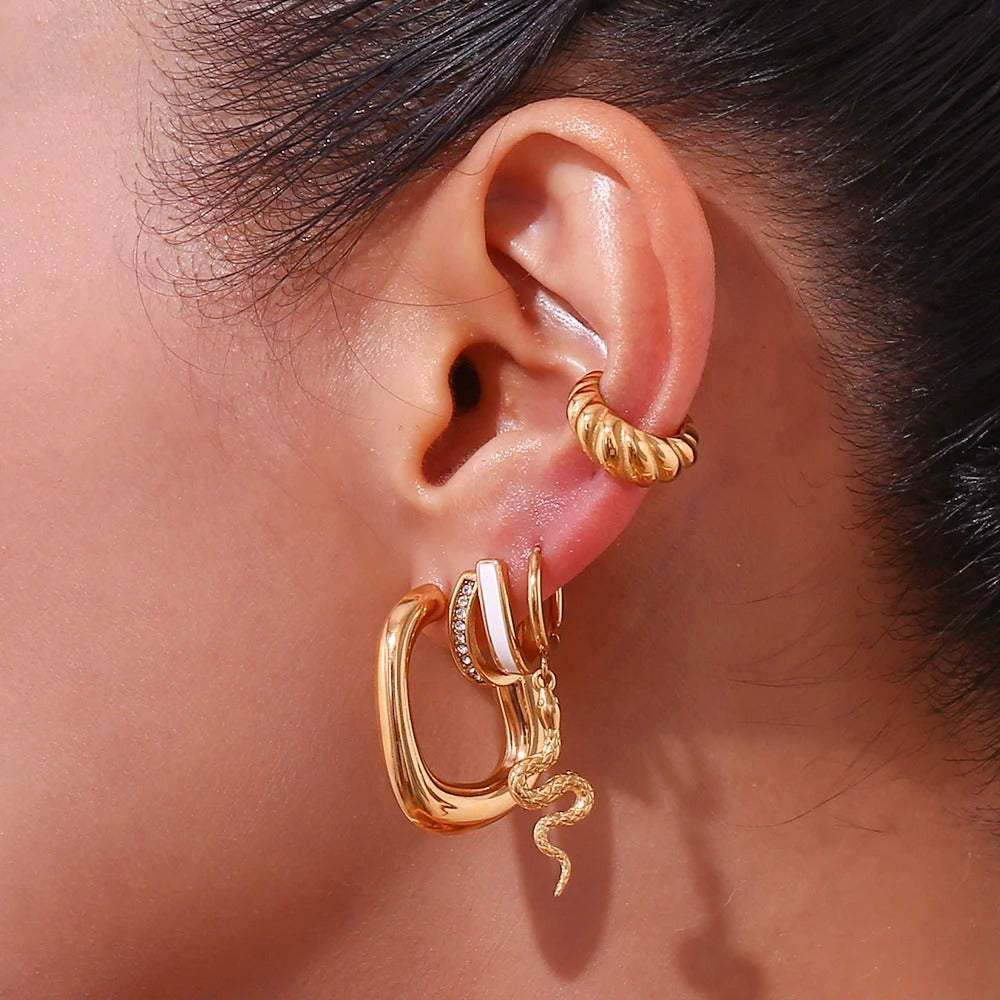 Snake 18k Gold Hoop Earrings