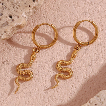 Snake 18k Gold Hoop Earrings