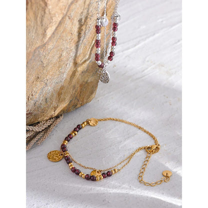 Push Forward - 18k Dainty Bracelet with Garnet