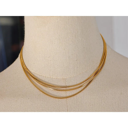 Luster Cascade: Gold Long Chain Layered Necklace