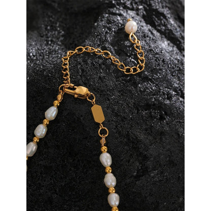 Universal Truth - Gold Pearl Choker Necklace