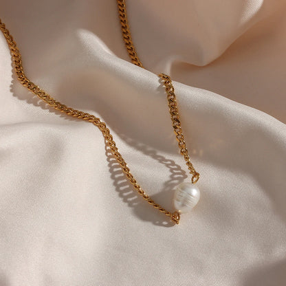 Patience - 18k Necklace Choker with Pearl