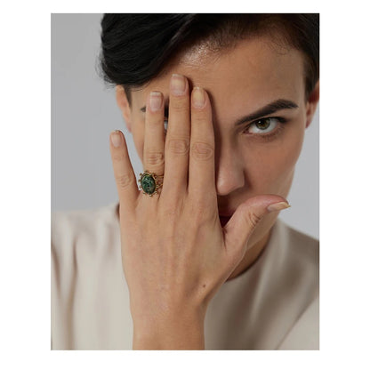 Nature and the Earth -  Gold Ring with African Turquoise Jasper