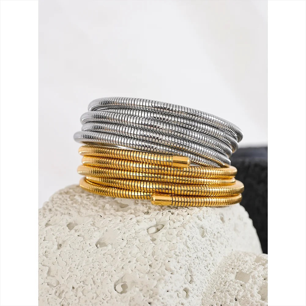 Stackable Multi-Layer Wrap Arm Bracelet  18k / Silver