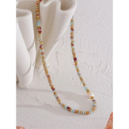 Open and Balanced - Jasper Necklace with Pearl