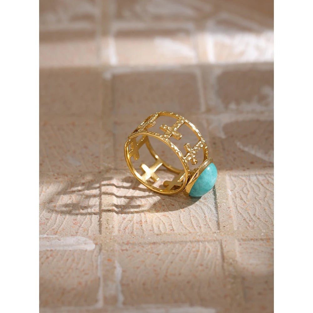 Energy - Gold Open Ring with  Amazonite