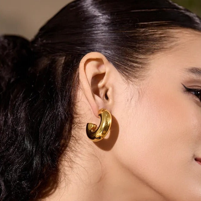 Bold Elegance: Gold Chunky Huggie Earrings