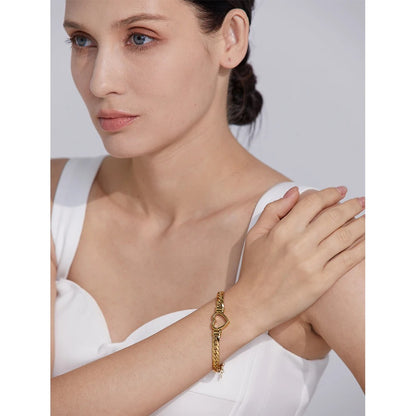 You are Loved -  Cuban Chain Heart Gold Bracelet