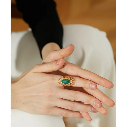 Bringer of Calm - 18k Adjustable Ring with Natural Jasper