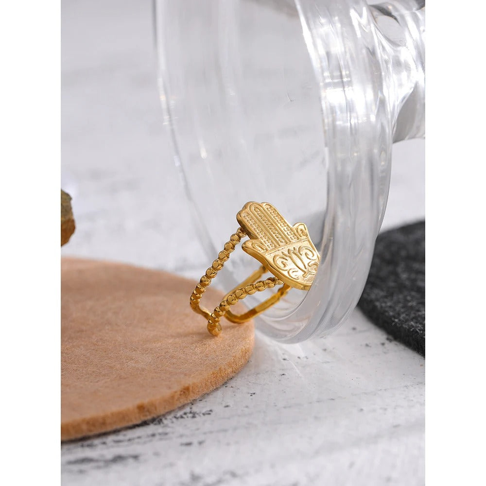 Focus and Confidence -18k Hamsa Open Ring