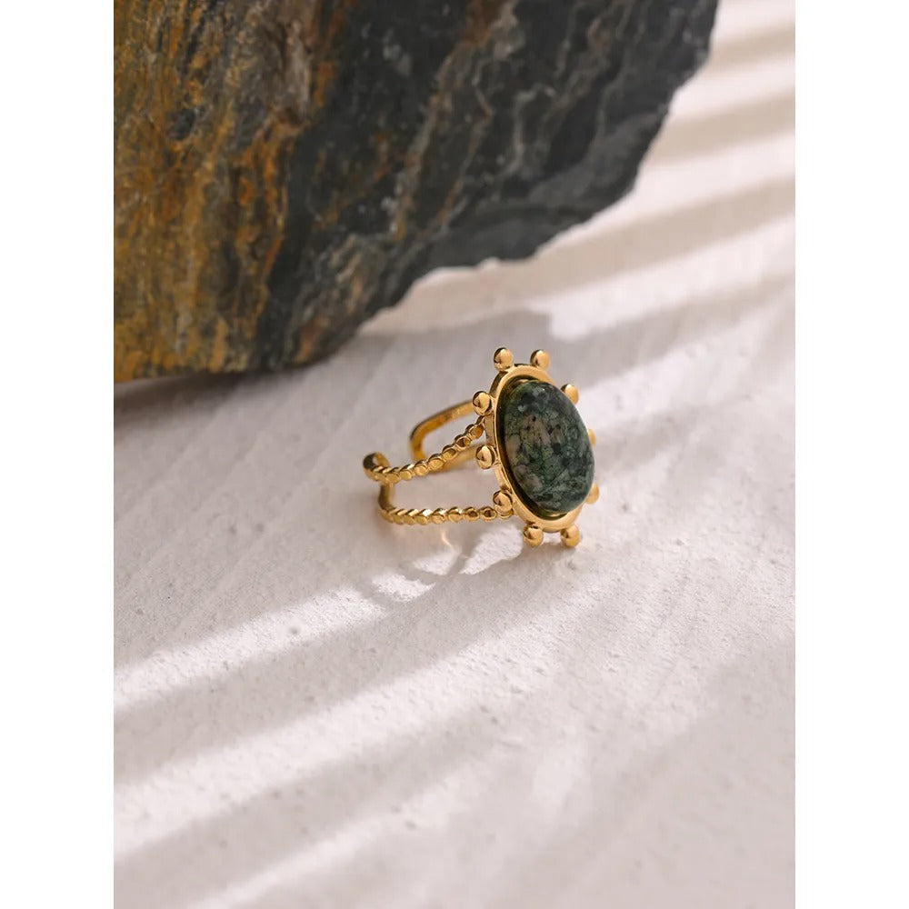 Nature and the Earth -  Gold Ring with African Turquoise Jasper