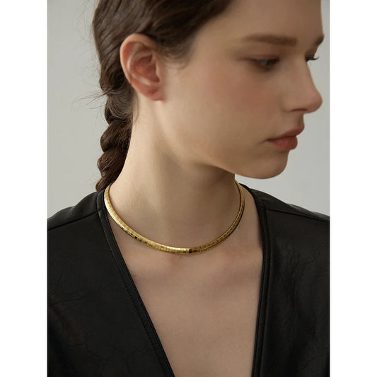 Gold Flat Snake Choker Necklace