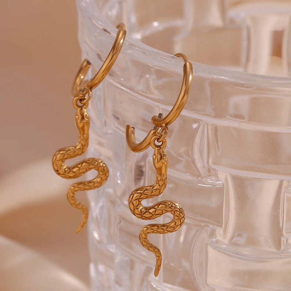 Snake 18k Gold Hoop Earrings