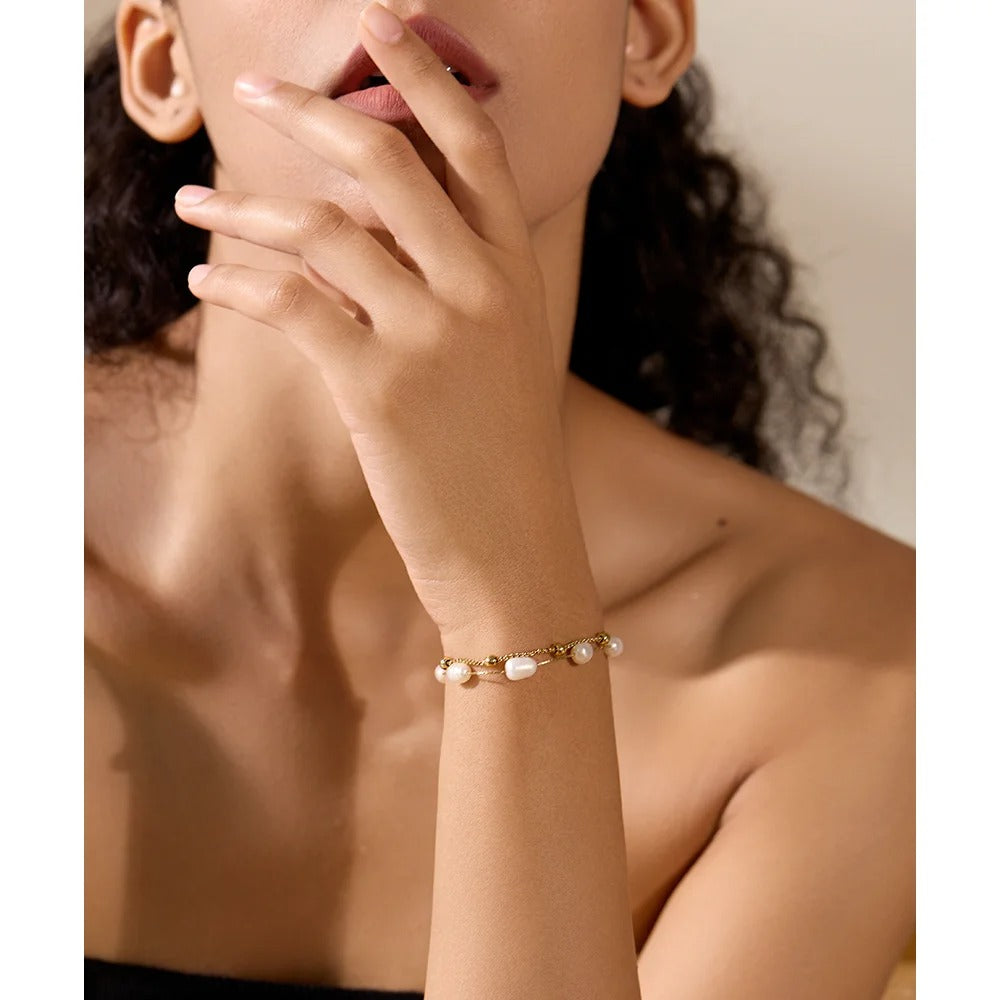Harmony Stretch Bracelet Light Turquoise/Pearl main image 0