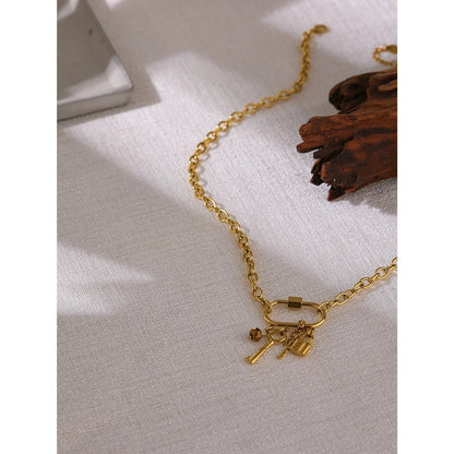 Contentment - Gold Lock and Key Necklace