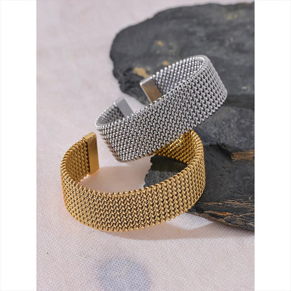 Gold / Silver Wide Statement Bangle Bracelet