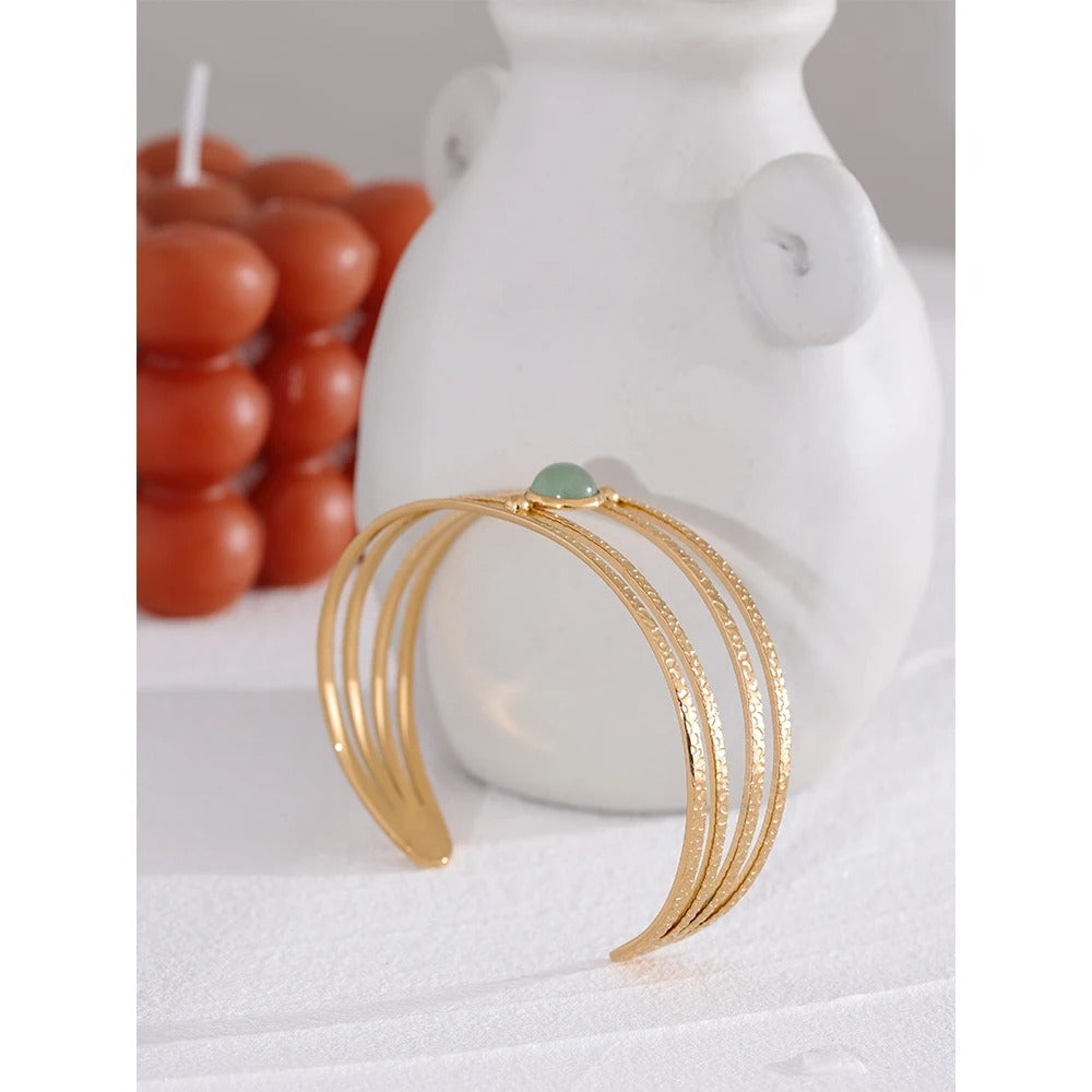 Soulful Journey - Aventurine Cuff Bangle Bracelet