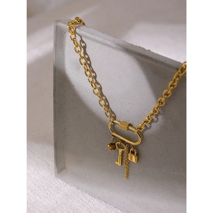 Contentment - Gold Lock and Key Necklace