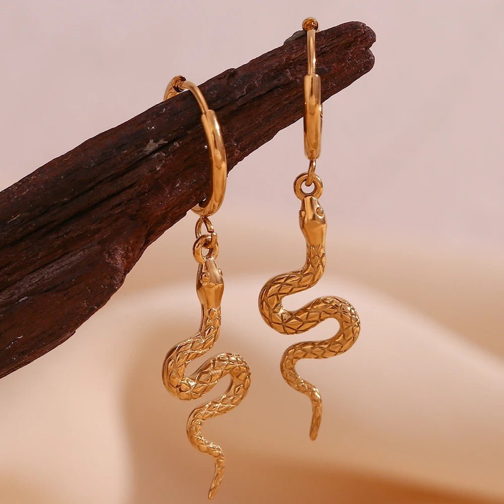 Snake 18k Gold Hoop Earrings