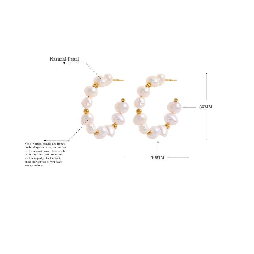 Dreamweave: Irregular Pearl Gold Earrings Hoops