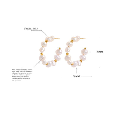 Dreamweave: Irregular Pearl Gold Earrings Hoops