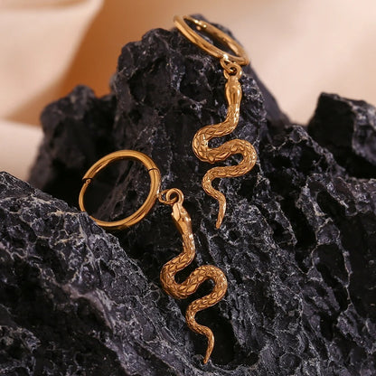 Snake 18k Gold Hoop Earrings