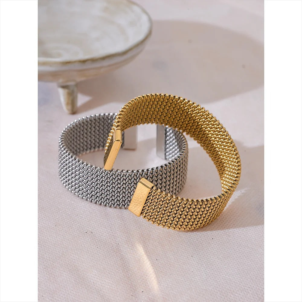 Gold / Silver Wide Statement Bangle Bracelet