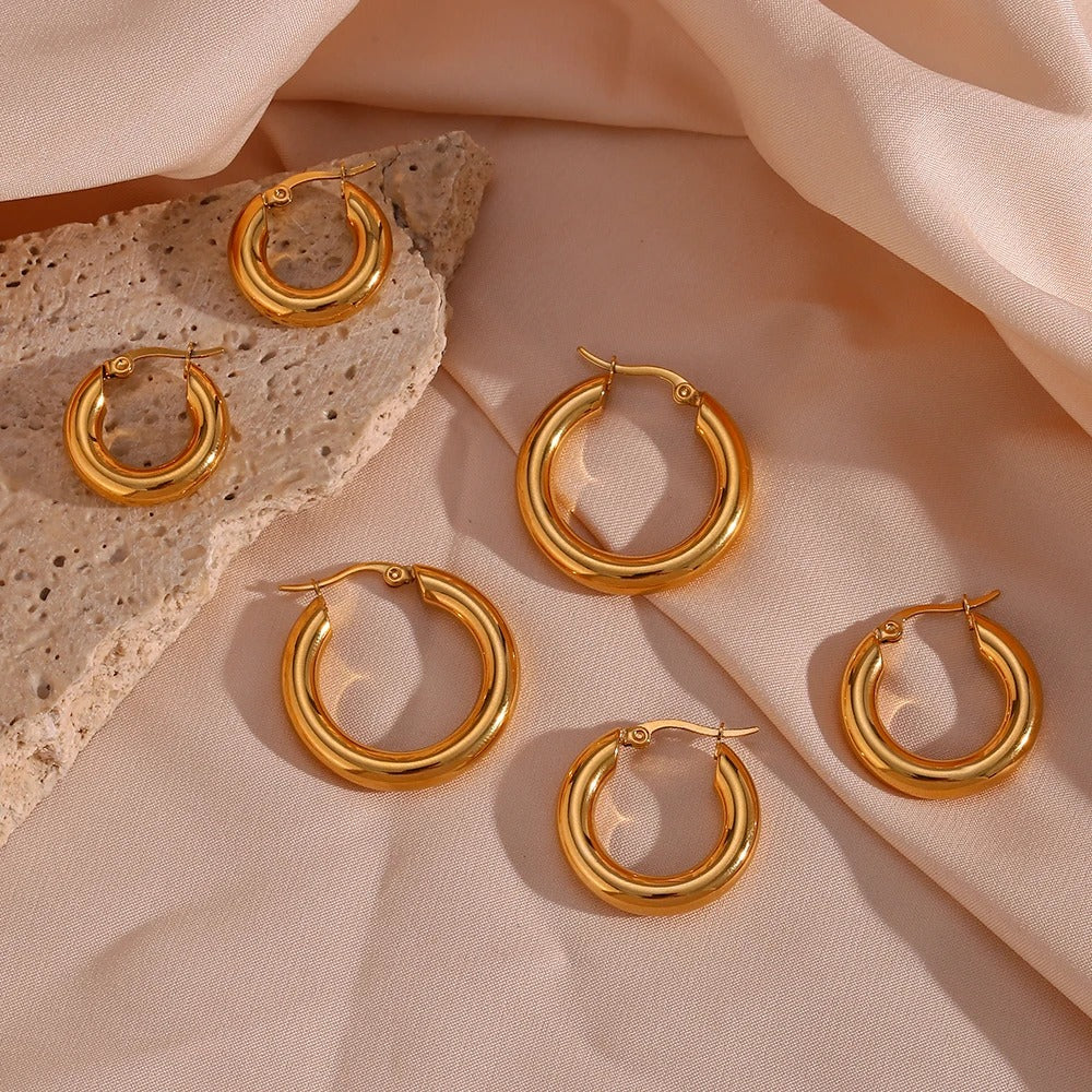 Round Gold Hoop Earrings