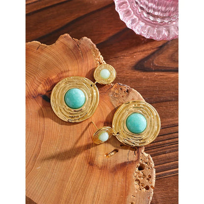 Move Beyond - Gold Dangle Earrings with Amazonite and Green Agate