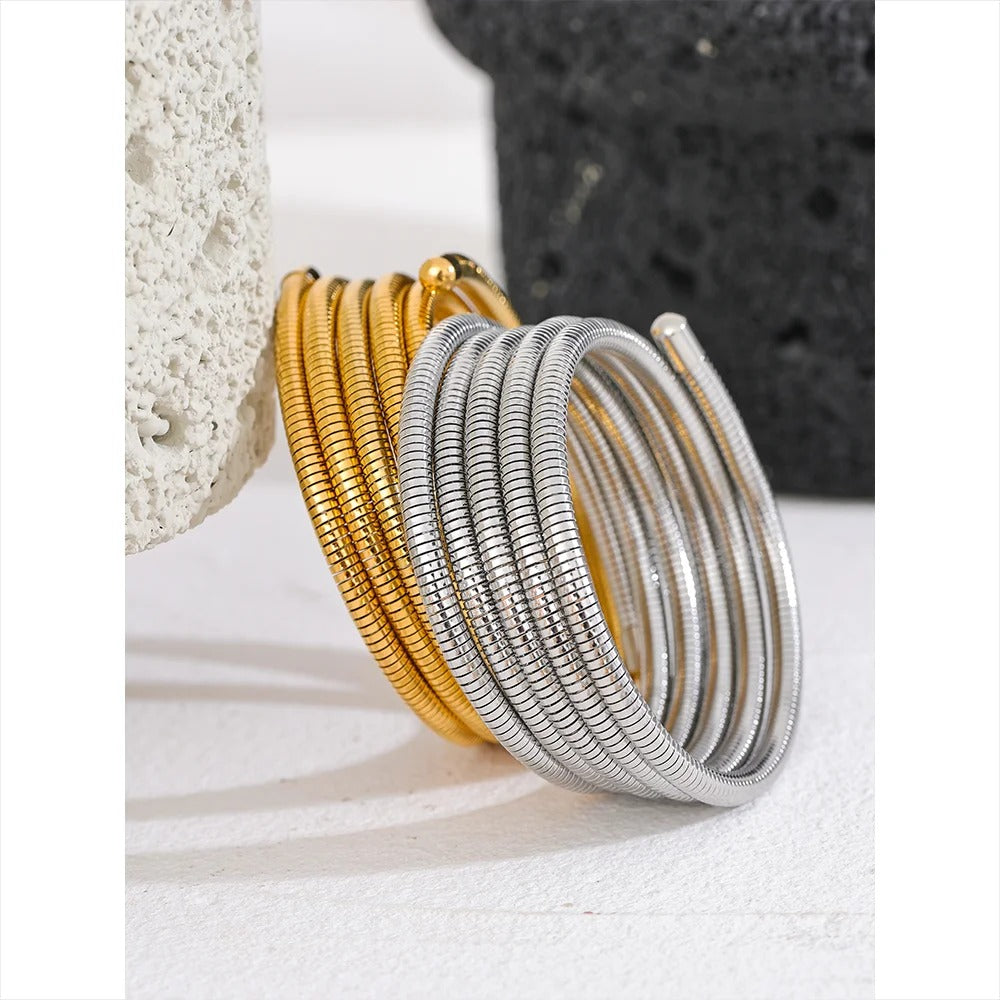 Stackable Multi-Layer Wrap Arm Bracelet  18k / Silver