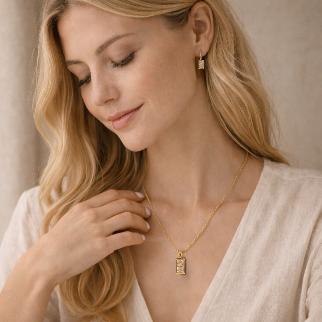 The Moon - Tarot Card Gold | Silver Hoop Earrings