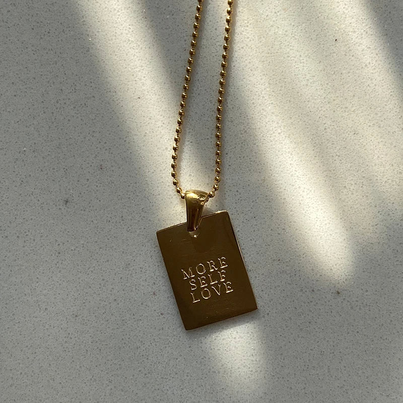 Affirmations - Engraved Gold Motivational Tag Necklace