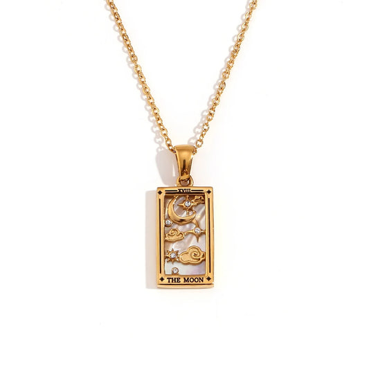 The Moon - Tarot card Dainty Gold Necklace