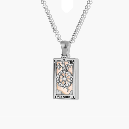 The Wheel - Tarot card Dainty 18k | Silver Necklace with Mother of Pearl