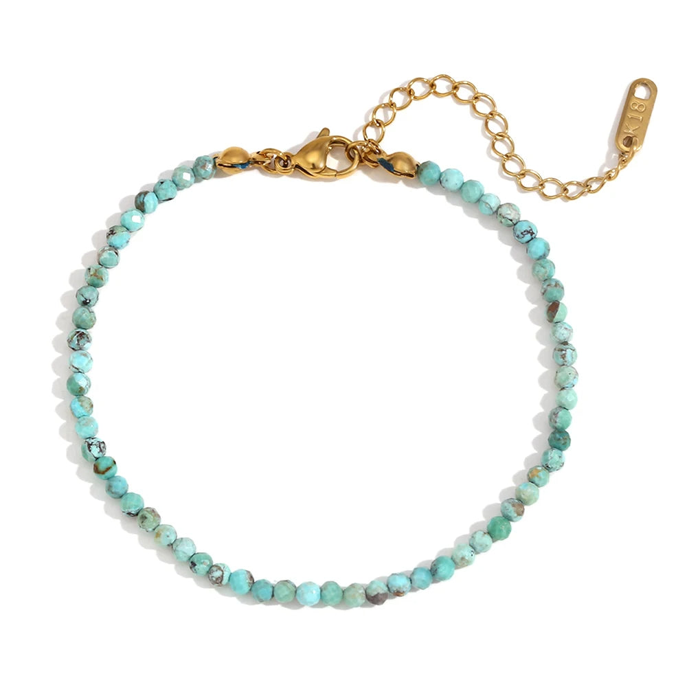 Channel Positivity - Dainty Faced Turquoise Bracelet