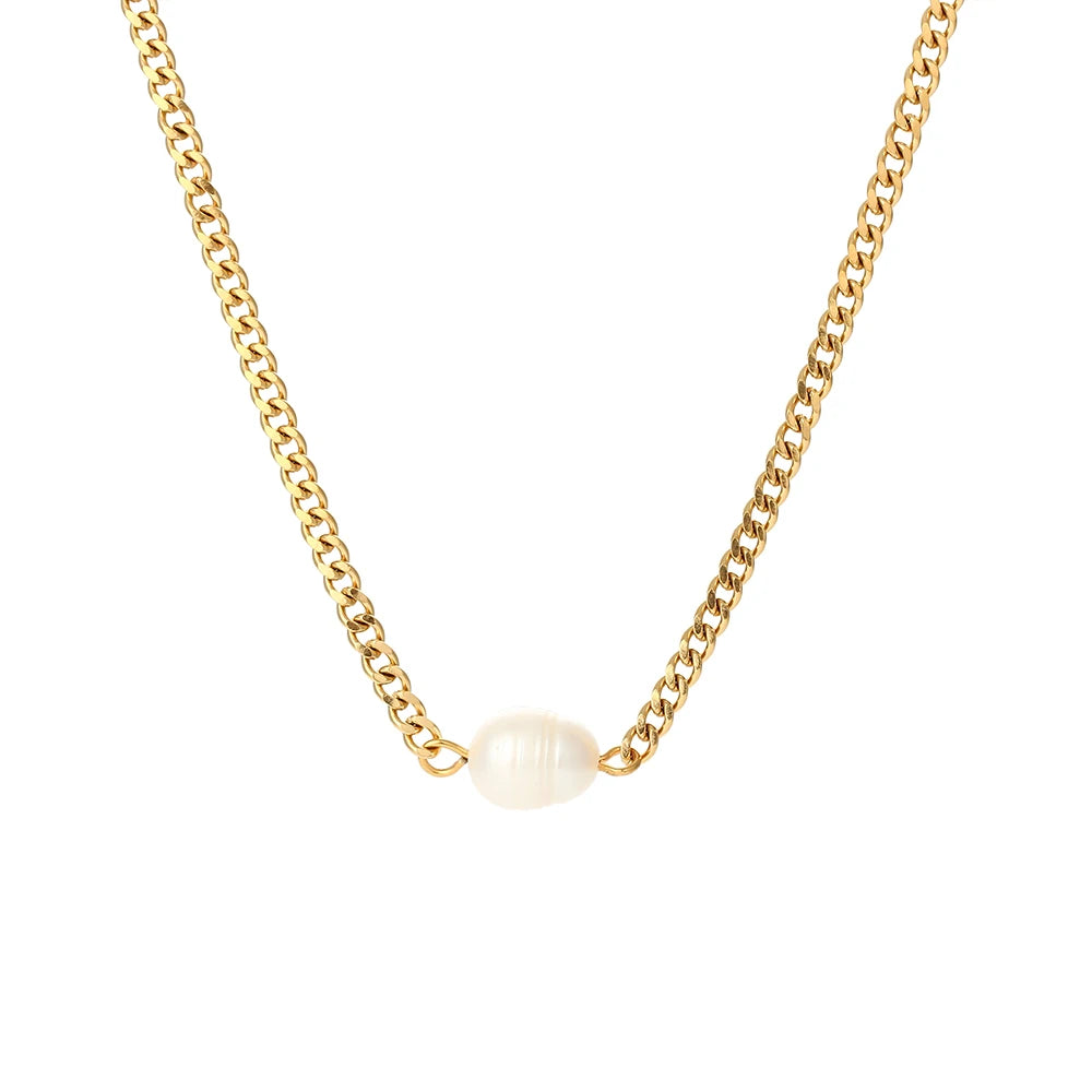 Patience - 18k Necklace Choker with Pearl