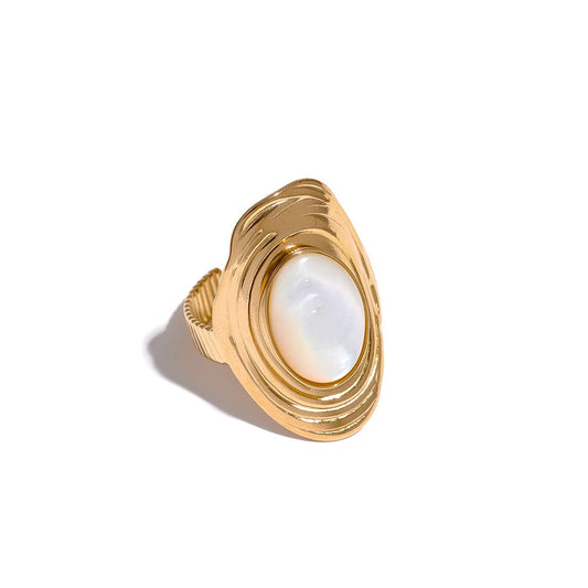 Fresh Start - Gold Ring With Shell Inlay