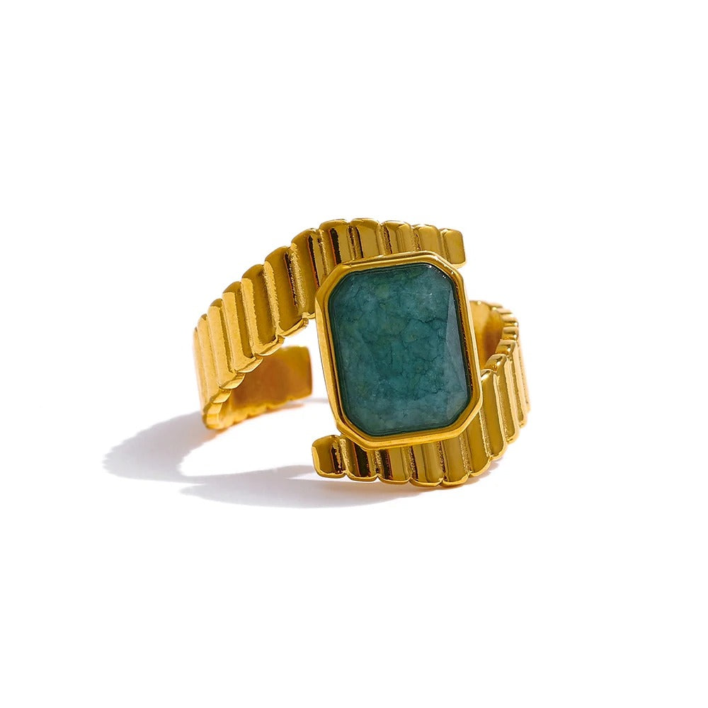 Endless Luck - 18k Blue Apatite Geometric Adjustable Ring