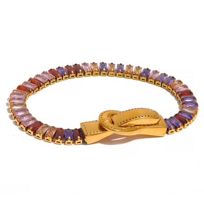 Burst of Colour: Colourful CZ Belt Buckle Bracelet