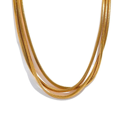 Luster Cascade: Gold Long Chain Layered Necklace