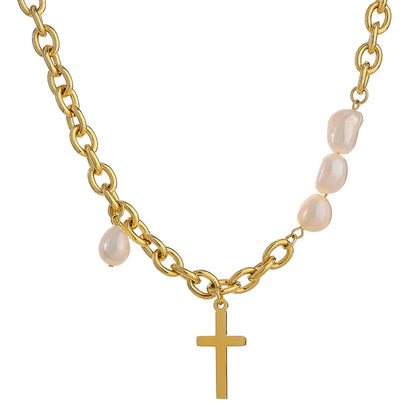 Divine Essence - Necklace with Pearls and Cross