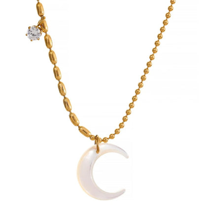 Sublime Moonrise - 18k Necklace with Shell Moon