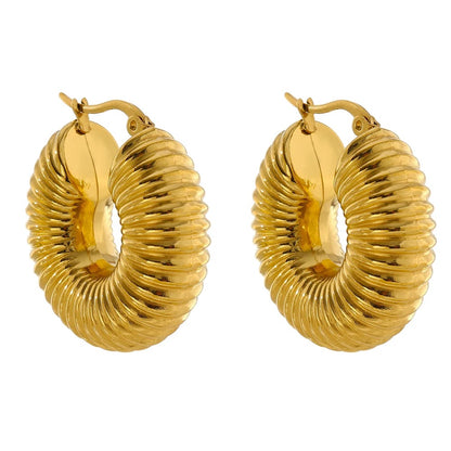 Round Chunky Hoop 18k Gold Earrings