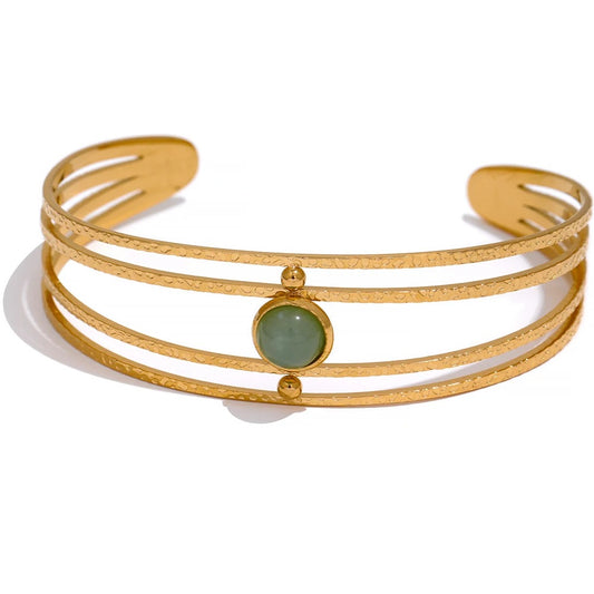 Soulful Journey - Aventurine Cuff Bangle Bracelet