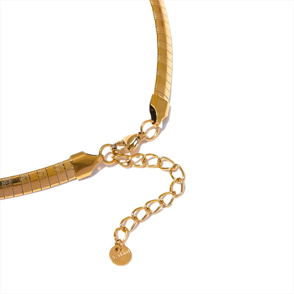 Gold Flat Snake Choker Necklace