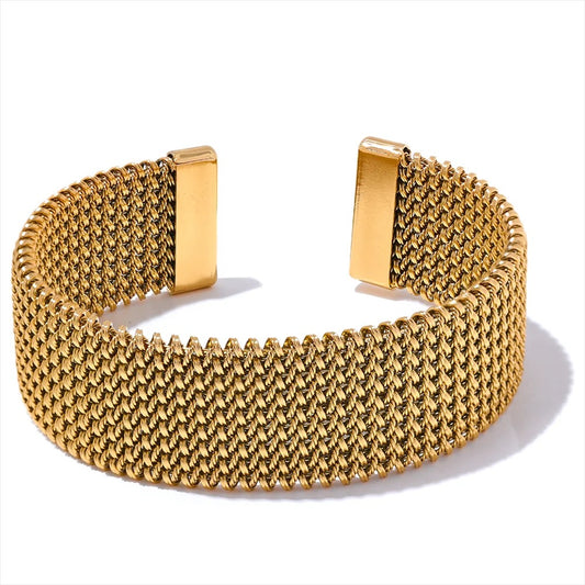 Gold / Silver Wide Statement Bangle Bracelet