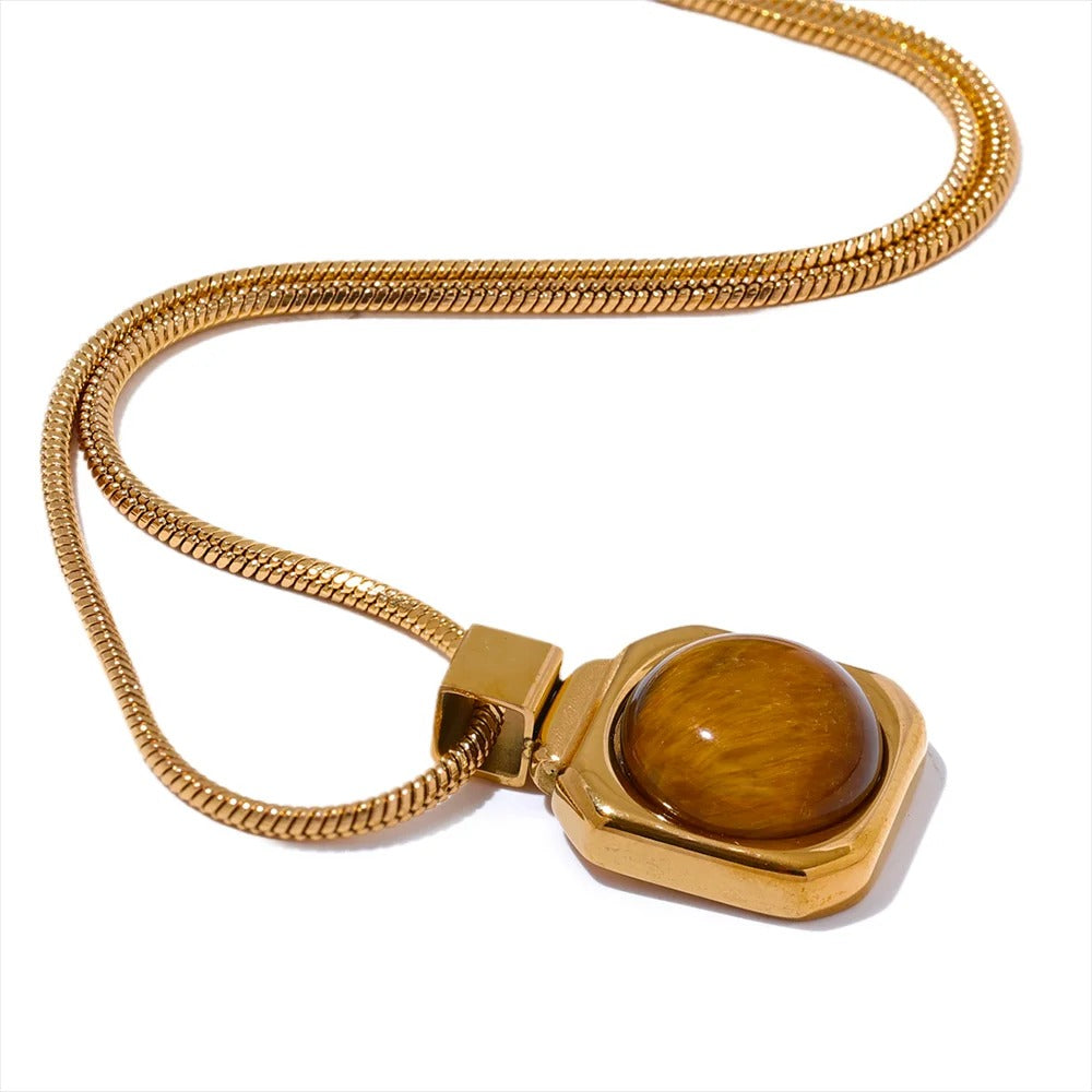 Wild Force - Tiger's Eye Gold Necklace – The Half Moon