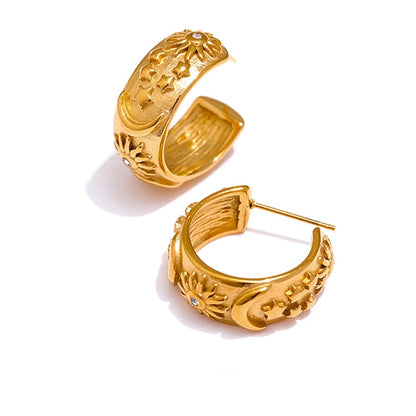 Celestial Eclipse: Sun and Moon Gold Hoop Earrings